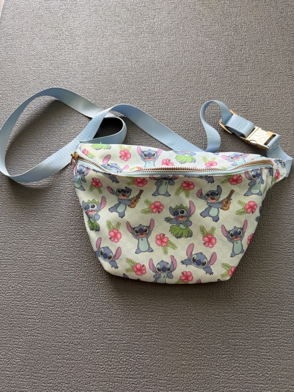 Disney Stitch Fanny Pack with Pink Floral Accents